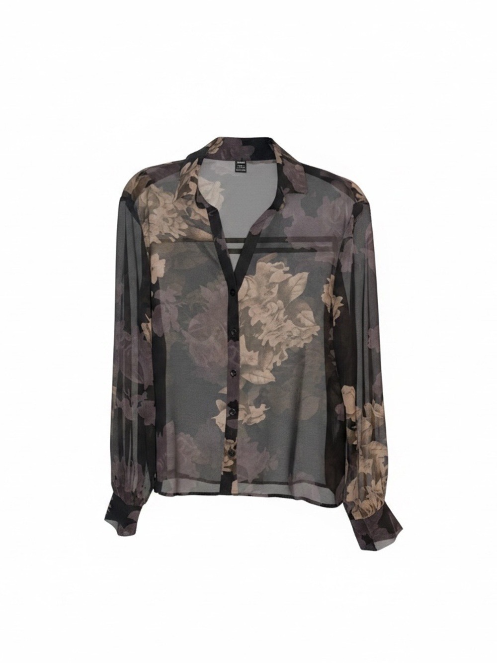 Aveloria Sheer Floral Button Down Blouse Small Feminine Dark Romance